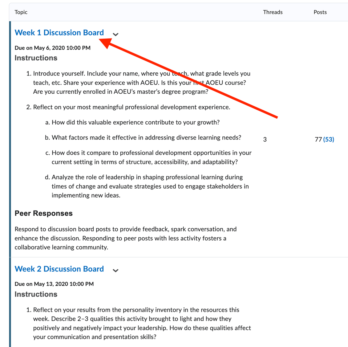 Completing a Discussion Board