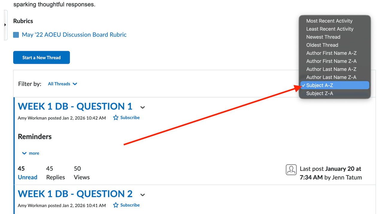 Completing a Discussion Board